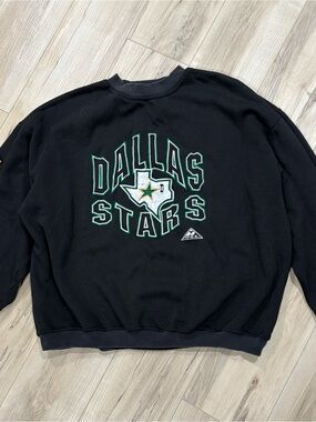 Dallas Stars Black Crewneck Sweatshirt with Green & White Logo